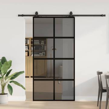 Stylish Sliding Door with Hardware Set - Black 102.5x205 cm