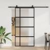  Sliding Door with Hardware Set Black 102.5x205 cm Tempered Glass Colour black, matt and transparent Size 102.5 x 205 cm (213 cm sliding rail) Quantity in Package 1 Model 4x2 grids 