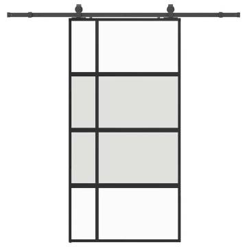 Sliding Door with Hardware Set - Black Tempered Glass 102.5x205cm