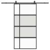 Sliding Door with Hardware Set - Black Tempered Glass 102.5x205cm