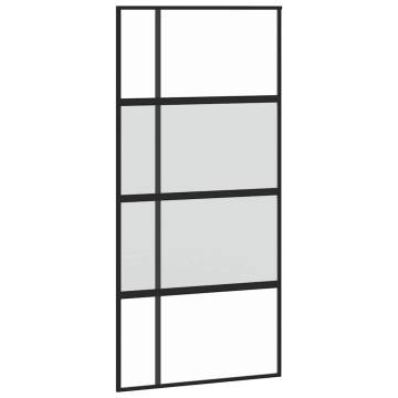 Sliding Door with Hardware Set - Black Tempered Glass 102.5x205cm