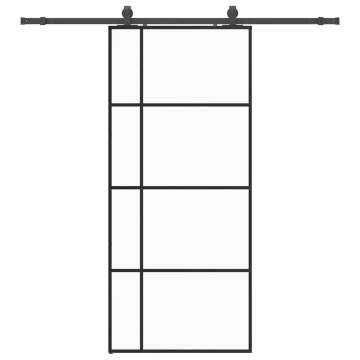 Sliding Door with Hardware Set Black 90x205 cm ESG Glass