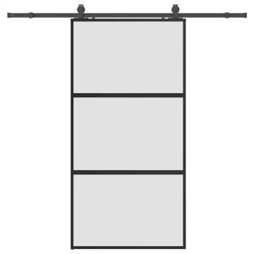 Stylish Black Sliding Door with Hardware Set - 102.5x205 cm