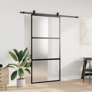 Stylish Black Sliding Door with Hardware Set - 102.5x205 cm