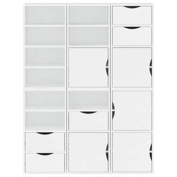 Elegant ODDA White Side Cabinets - 6 Pieces Solid Wood Pine