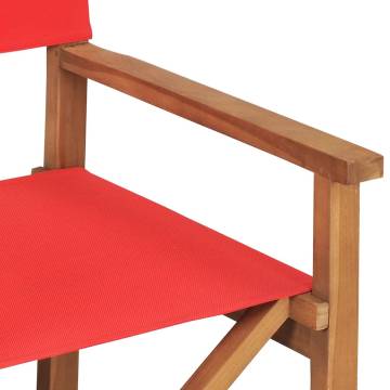 Folding Director's Chairs 2 pcs Red Solid Wood Teak - Hipo Market