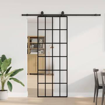 Sliding Door with Hardware Set Black - 76x205 cm ESG Glass