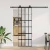  Sliding Door with Hardware Set Black 76x205 cm ESG Glass Pattern 6 x 4 grids Size 76 x 205 cm (200 cm sliding rail) Quantity in Package 1 