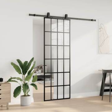 Sliding Door with Hardware Set Black - 76x205 cm ESG Glass