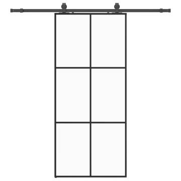 Sliding Door with Hardware Set Black 90x205 cm ESG Glass