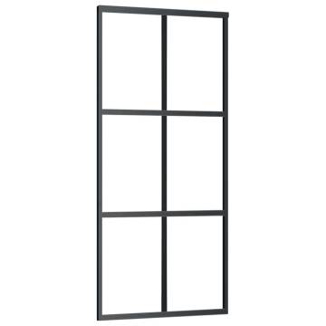 Sliding Door with Hardware Set Black 90x205 cm ESG Glass