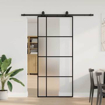 Sliding Door with Hardware Set Black - ESG Glass 90x205 cm