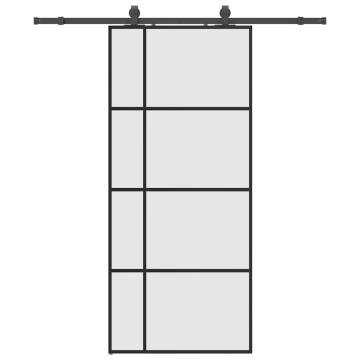 Sliding Door with Hardware Set Black - ESG Glass 90x205 cm