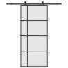 Sliding Door with Hardware Set Black - ESG Glass 90x205 cm