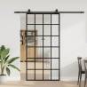  Sliding Door with Hardware Set Black 102x205 cm ESG Glass Pattern 6 x 4 grids Size 102 x 205 cm (213 cm sliding rail) Quantity in Package 1 