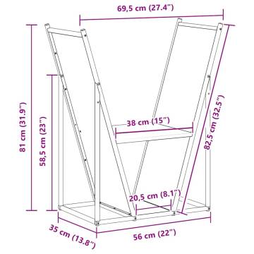 Sturdy White Firewood Rack - 69.5x35x81 cm Cold-rolled Steel