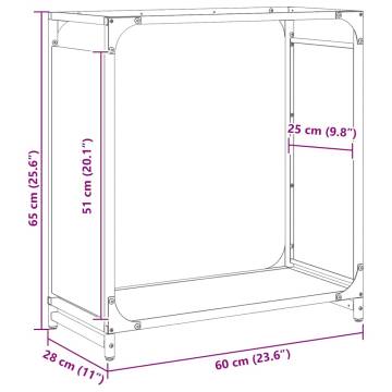 Firewood Rack Black 60x28x65 cm | Durable Cold-Rolled Steel