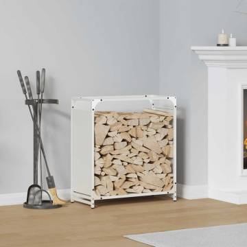 Sturdy White Firewood Rack - 60x28x65 cm Cold-rolled Steel