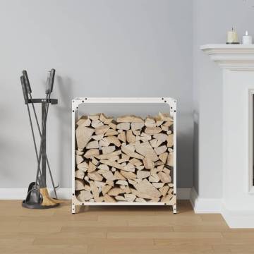 Sturdy White Firewood Rack - 60x28x65 cm Cold-rolled Steel