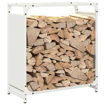 Sturdy White Firewood Rack - 60x28x65 cm Cold-rolled Steel