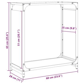 Sturdy White Firewood Rack - 60x28x65 cm Cold-rolled Steel