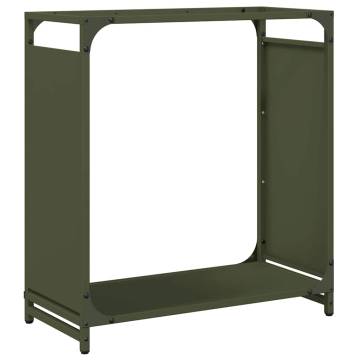 Olive Green Firewood Rack - 60x28x65 cm Cold-Rolled Steel