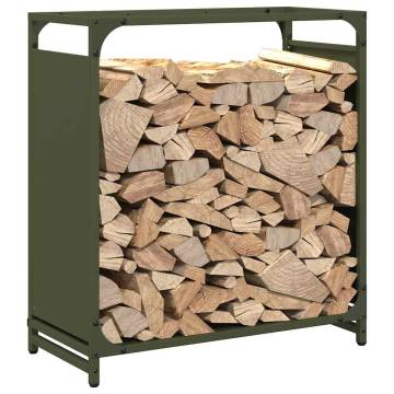 Olive Green Firewood Rack - 60x28x65 cm Cold-Rolled Steel