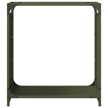 Olive Green Firewood Rack - 60x28x65 cm Cold-Rolled Steel