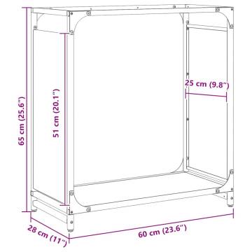 Olive Green Firewood Rack - 60x28x65 cm Cold-Rolled Steel