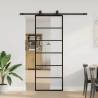  Sliding Door with Hardware Set Black 76x205 cm ESG Glass Pattern 5 horizontal bars Size 76 x 205 cm (183 cm sliding rail) Quantity in Package 1 