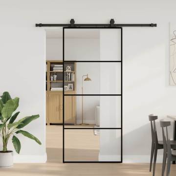 Sliding Door with Hardware Set Black - 90x205 cm ESG Glass