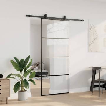 Sliding Door with Hardware Set Black - 90x205 cm ESG Glass