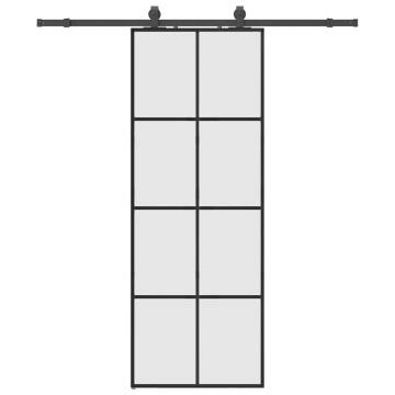 Sliding Door with Hardware Set Black - 76x205 cm ESG Glass