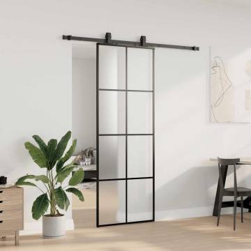 Sliding Door with Hardware Set Black - 76x205 cm ESG Glass