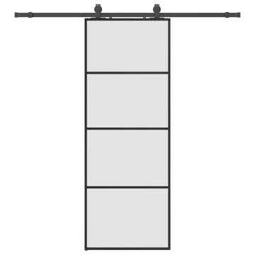 Sliding Door with Black Hardware Set - 76x205 cm ESG Glass