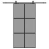 Stylish Black Sliding Door with Hardware Set - 102.5x205 cm