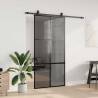 Stylish Black Sliding Door with Hardware Set - 102.5x205 cm