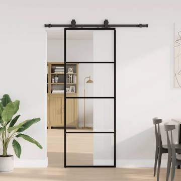 Sliding Door with Hardware Set Black 76x205 cm - ESG Glass