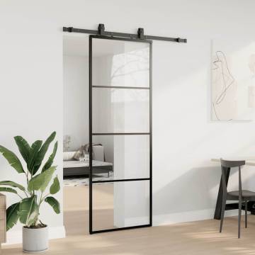 Sliding Door with Hardware Set Black 76x205 cm - ESG Glass