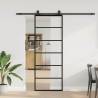  Sliding Door with Hardware Set Black 76x205 cm ESG Glass Pattern 5 horizontal bars Size 76 x 205 cm (213 cm sliding rail) Quantity in Package 1 