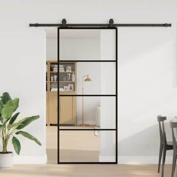 Sliding Door with Hardware Set Black - 90x205 cm ESG Glass