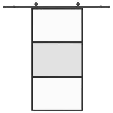 Stylish Black Sliding Door with Hardware Set - 102.5x205 cm