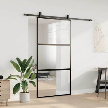 Stylish Black Sliding Door with Hardware Set - 102.5x205 cm