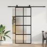  Sliding Door with Hardware Set Black 90x205 cm Tempered Glass Colour black, matt and transparent Size 90 x 205 cm (213 cm sliding rail) Quantity in Package 1 Model 4x2 grids 