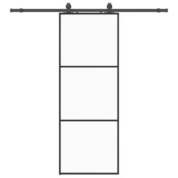 Sliding Door with Hardware Set Black 76x205 cm ESG Glass