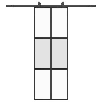 Stylish Black Sliding Door with Hardware Set - 76x205 cm