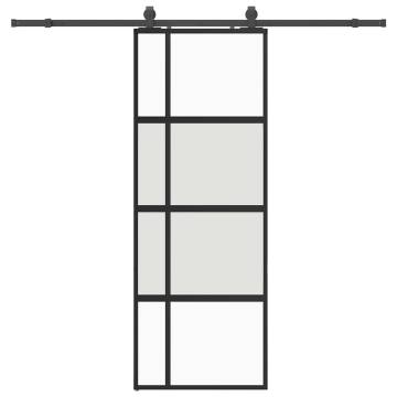 Stylish Black Sliding Door with Hardware Set - 76x205 cm