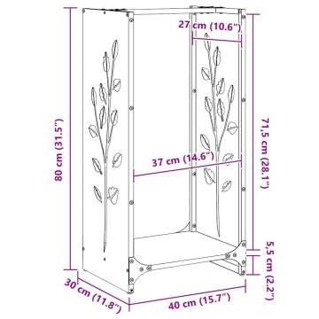 Stainless Steel Firewood Rack 40x30x80 cm | Durable & Stylish