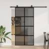  Sliding Door with Hardware Set Black 102.5x205 cm Tempered Glass Colour black and matt Pattern transparent Size 102.5 x 205 cm (200 cm sliding rail) Quantity in Package 1 