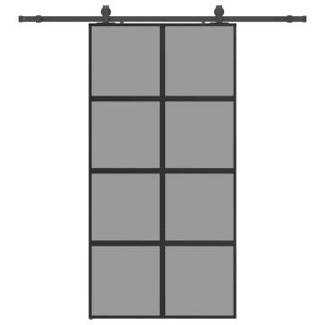 Sliding Door with Hardware Set - Black Tempered Glass 102.5x205cm